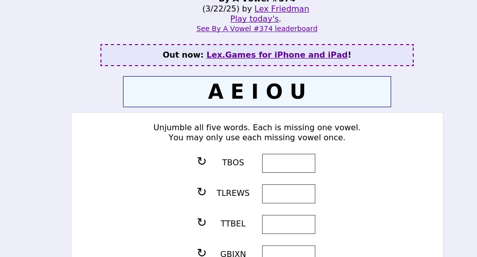 By A Vowel screen