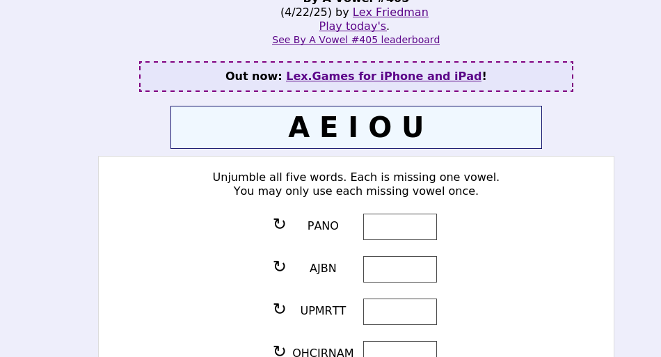 By A Vowel screen