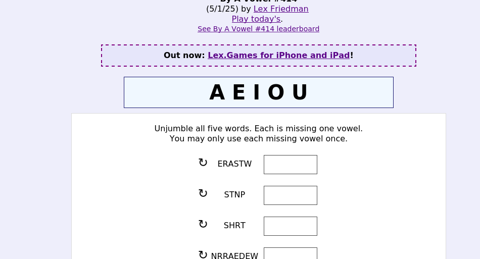 By A Vowel screen