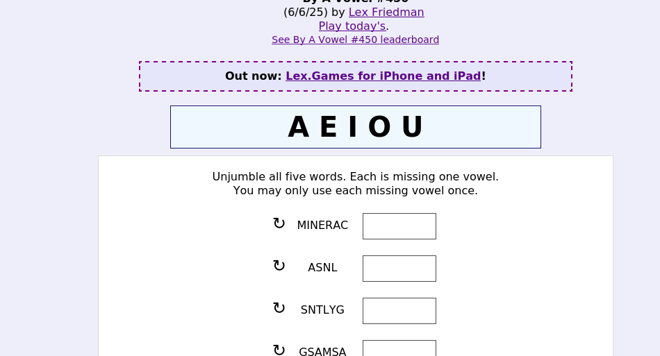 By A Vowel screen