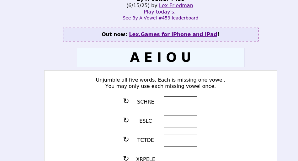 By A Vowel screen