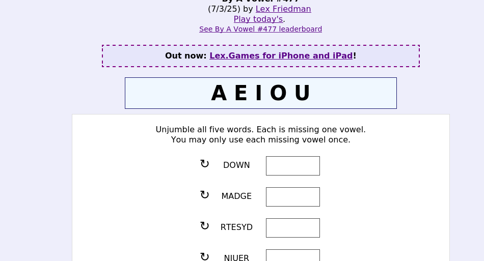 By A Vowel screen