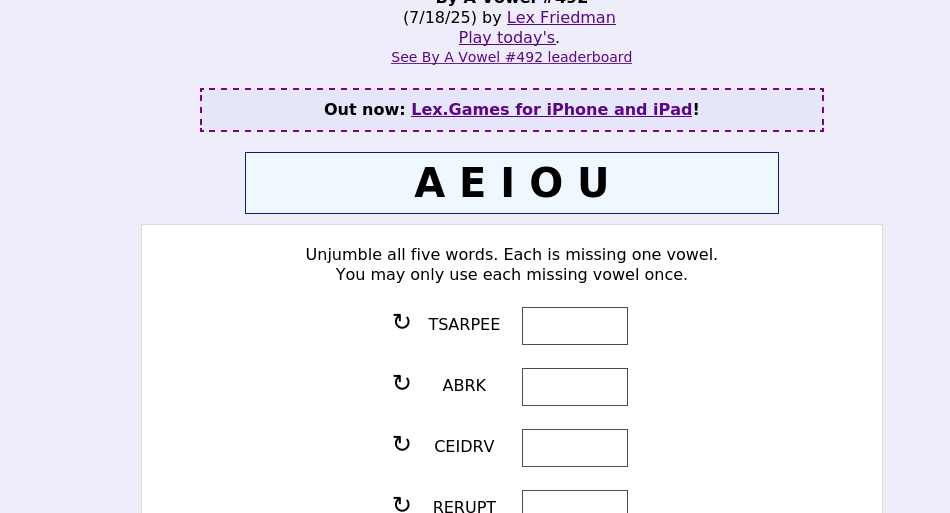 By A Vowel screen