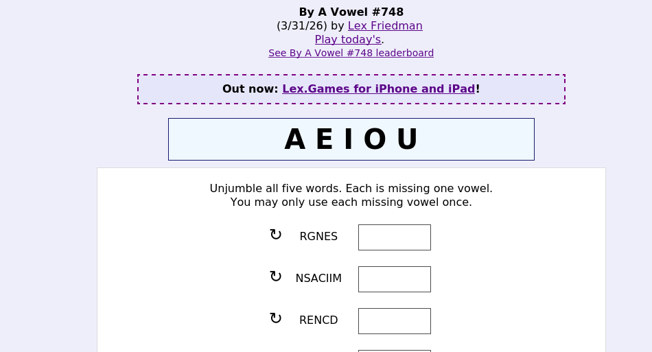 By A Vowel screen