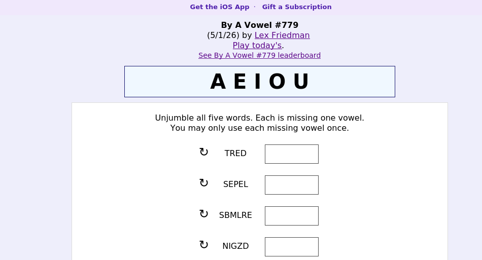 By A Vowel screen