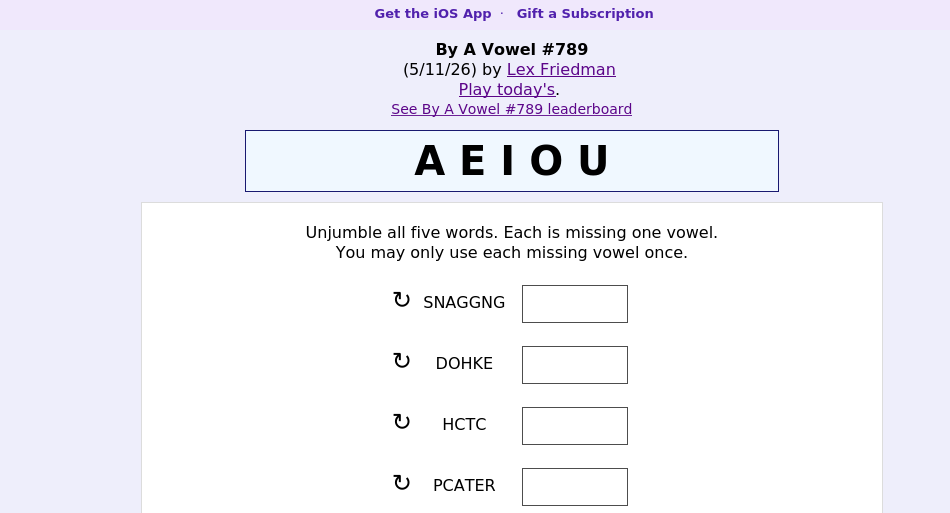 By A Vowel screen