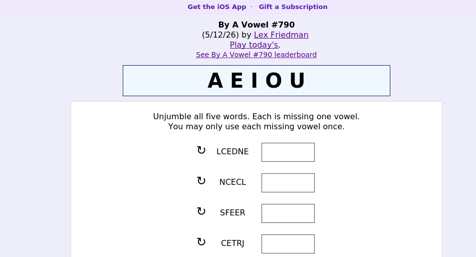 By A Vowel screen