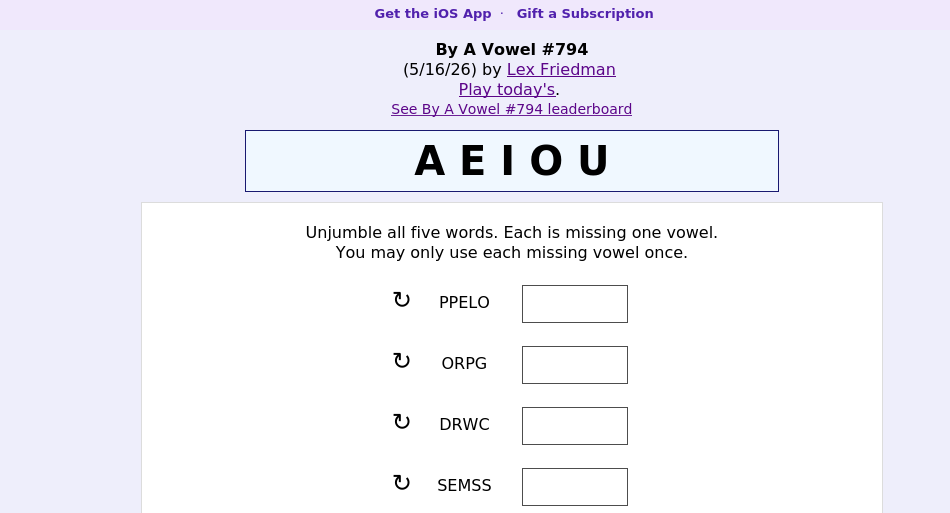 By A Vowel screen