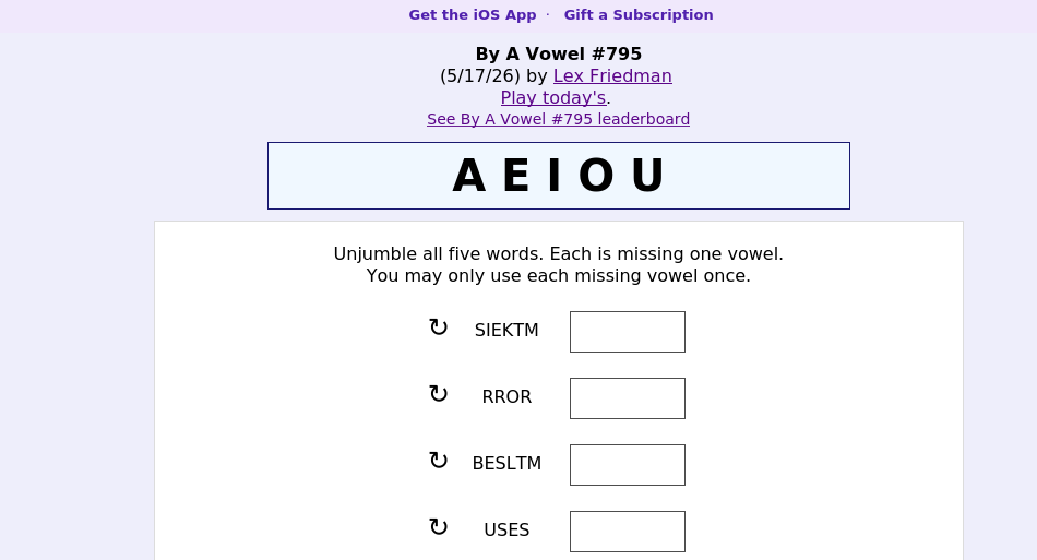 By A Vowel screen