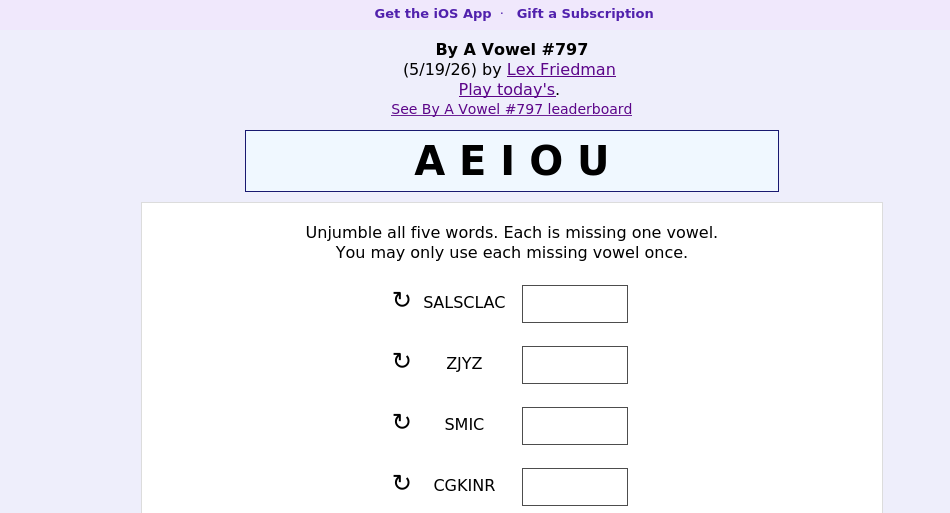 By A Vowel screen