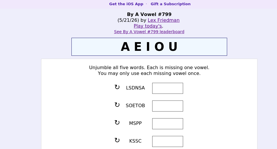 By A Vowel screen