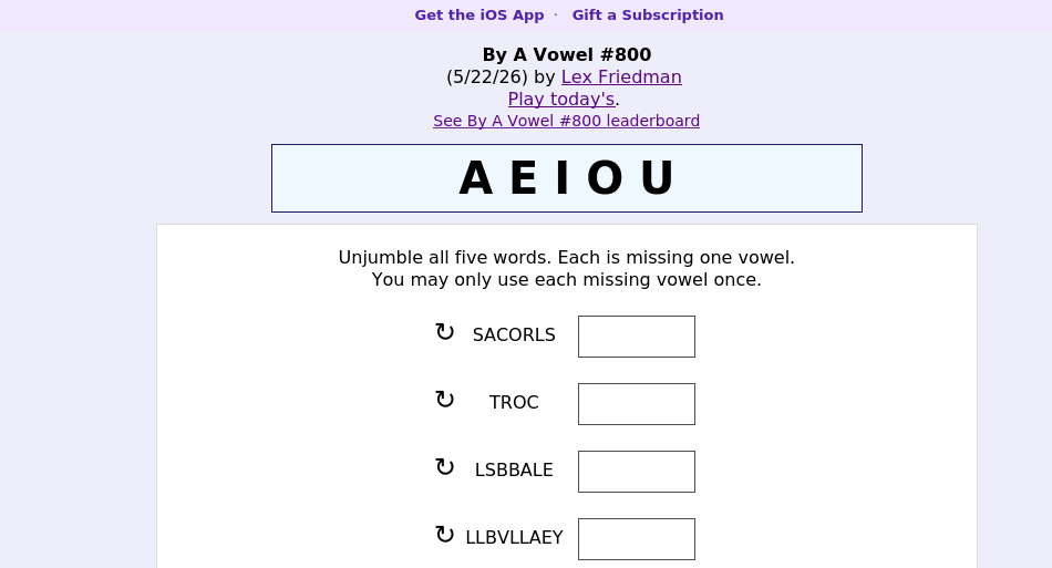 By A Vowel screen