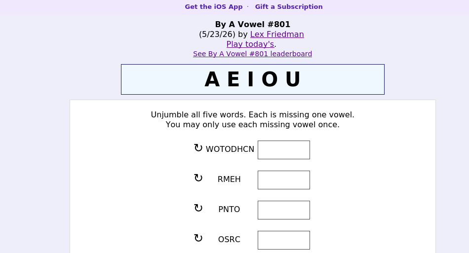 By A Vowel screen