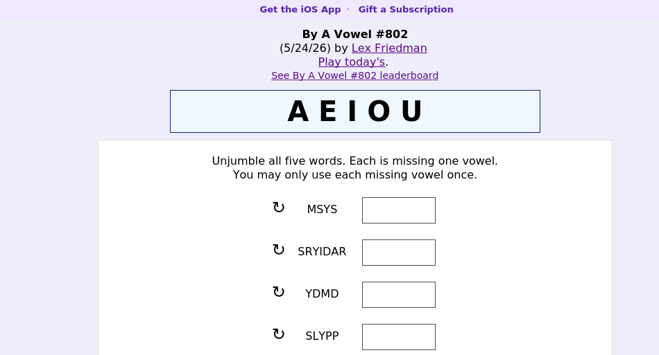 By A Vowel screen