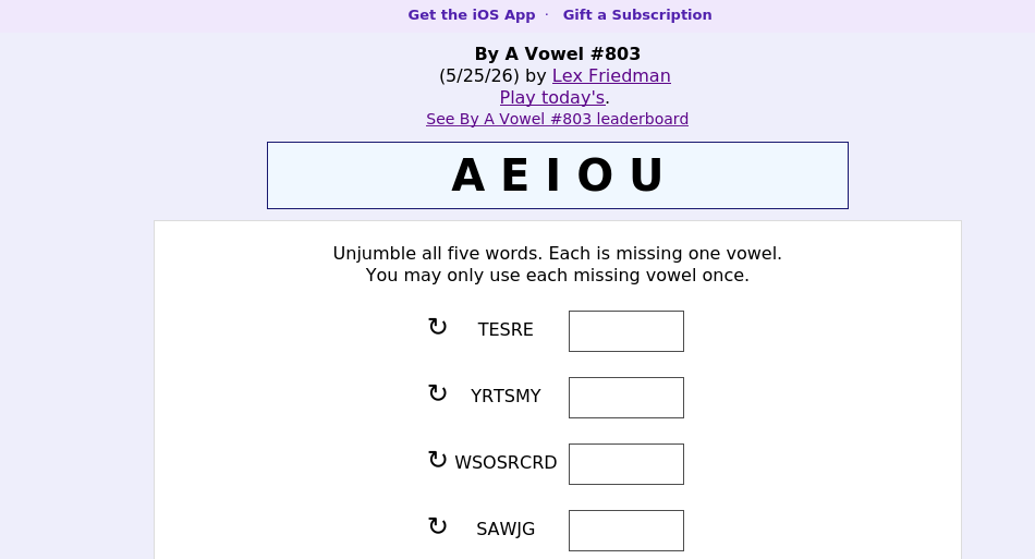 By A Vowel screen