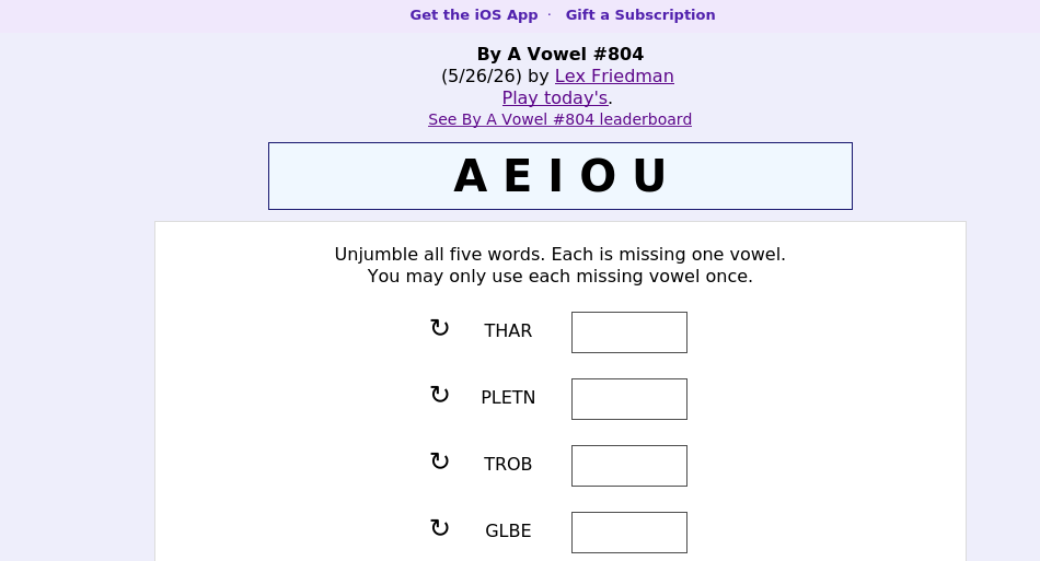 By A Vowel screen