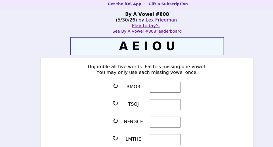By A Vowel screen