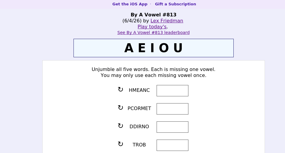 By A Vowel screen