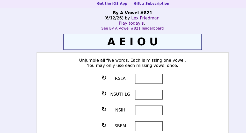 By A Vowel screen