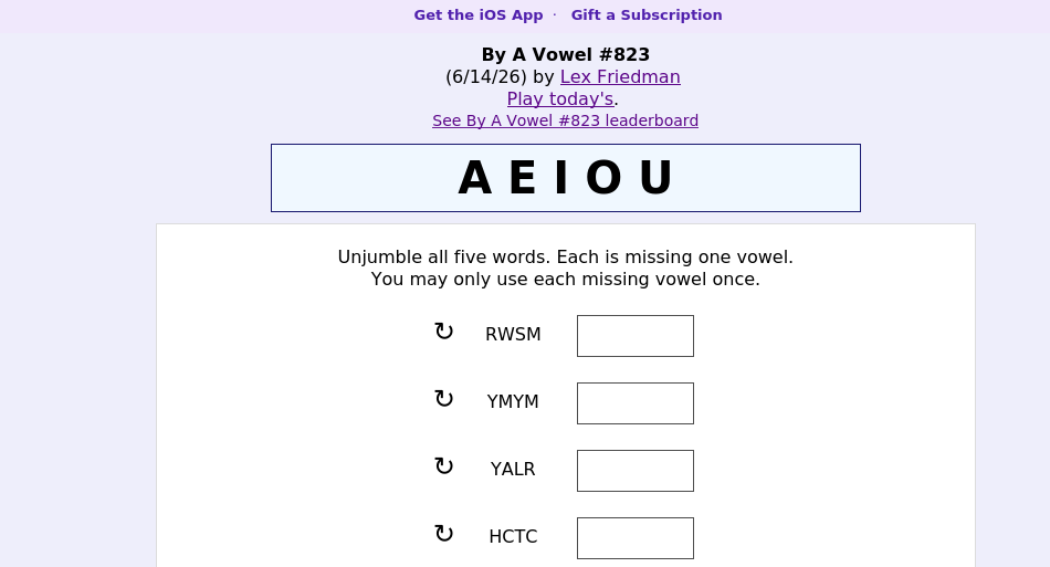 By A Vowel screen