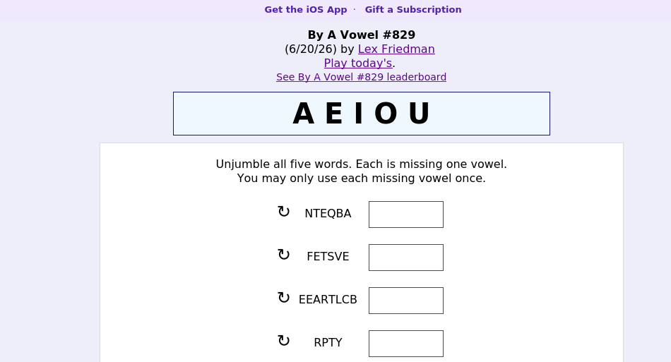 By A Vowel screen