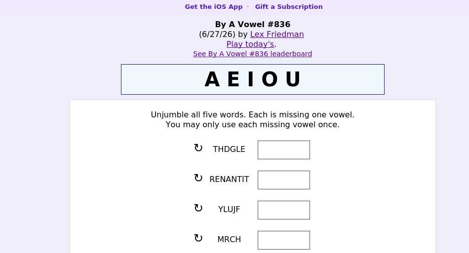By A Vowel screen