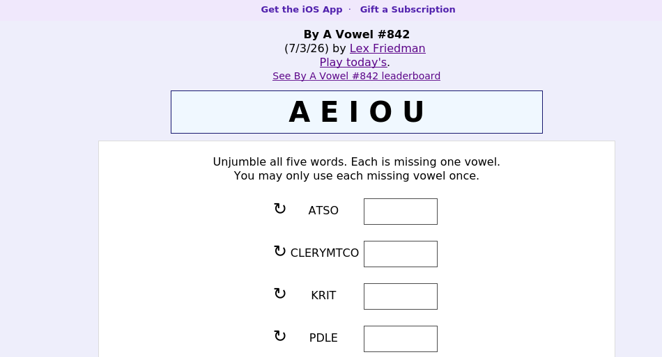 By A Vowel screen