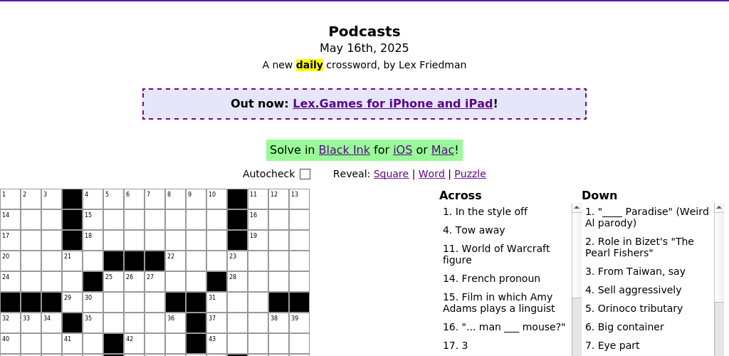 Crossword puzzle