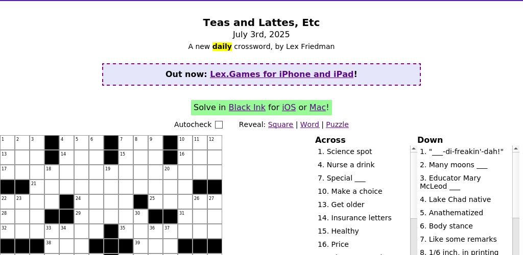 Crossword puzzle