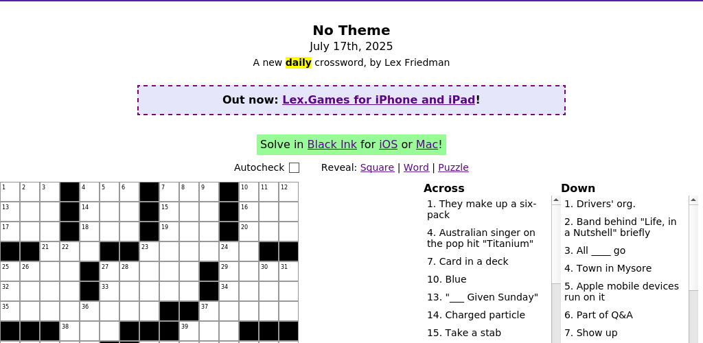 Crossword puzzle