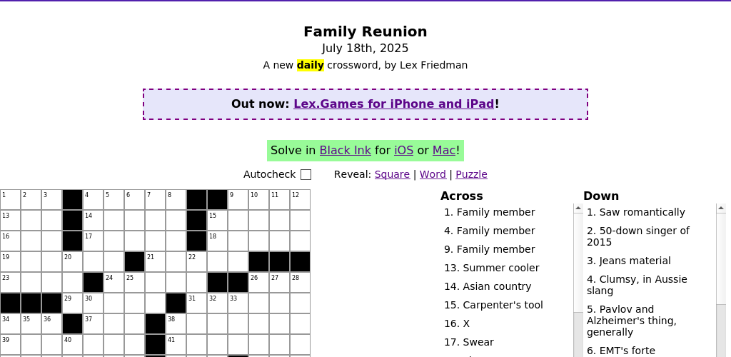 Crossword puzzle