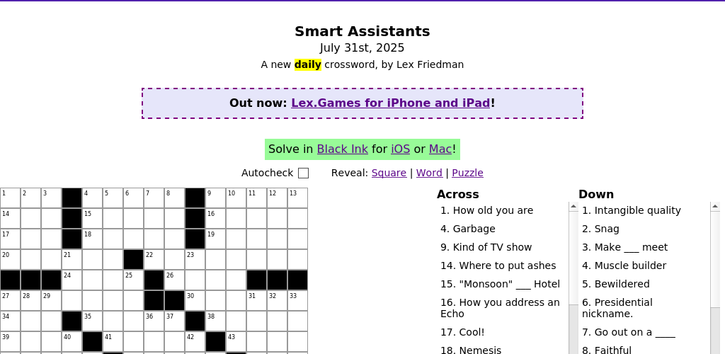 Crossword puzzle