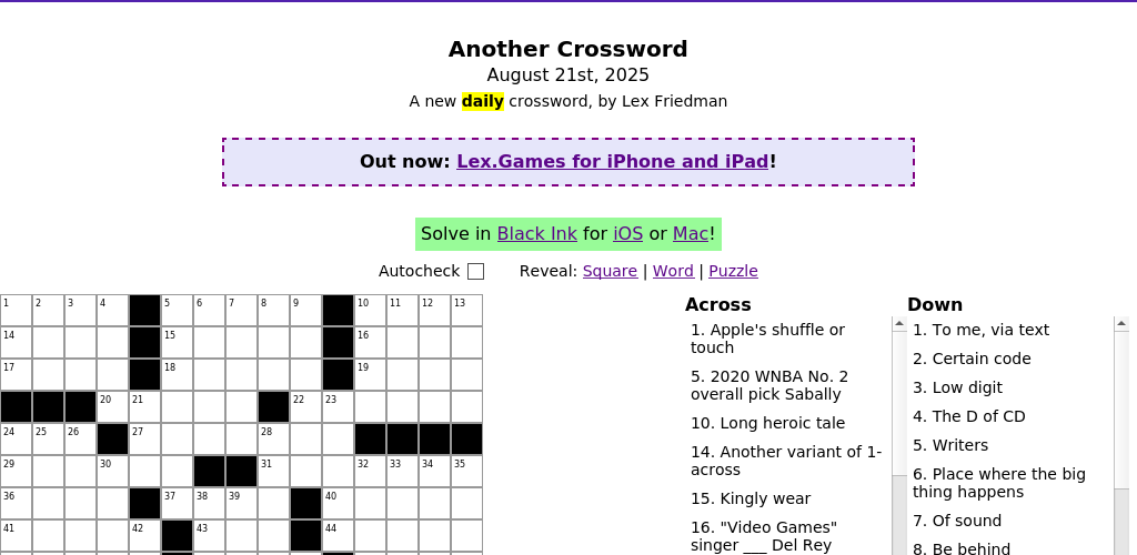 Crossword puzzle