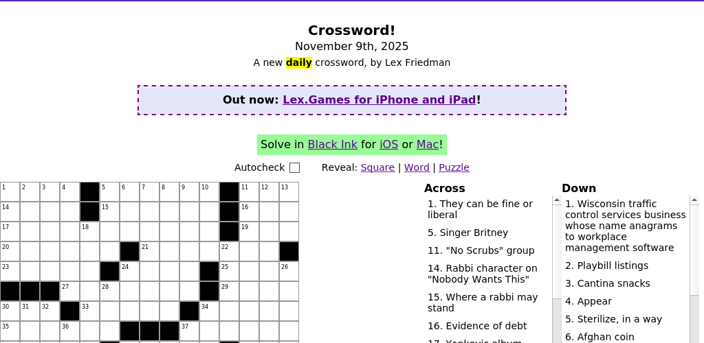 Crossword puzzle