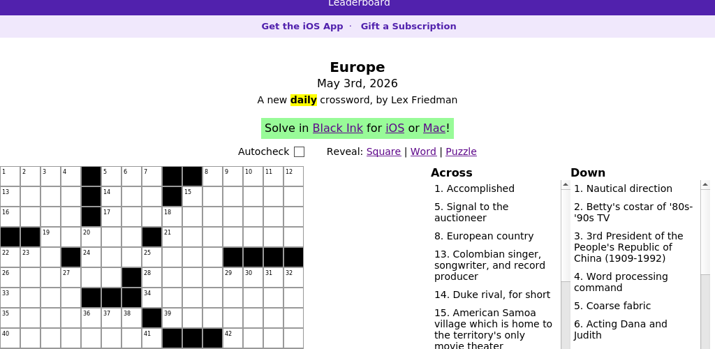Crossword puzzle