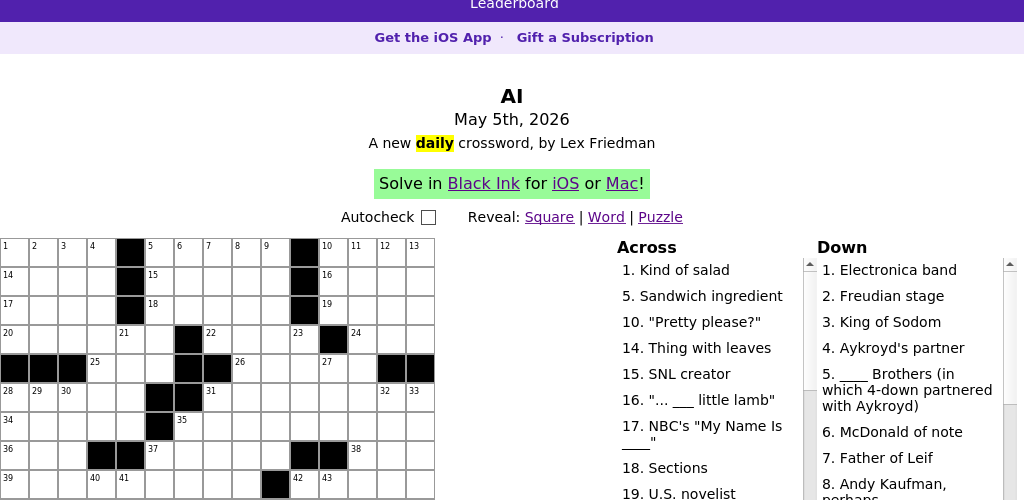 Crossword puzzle