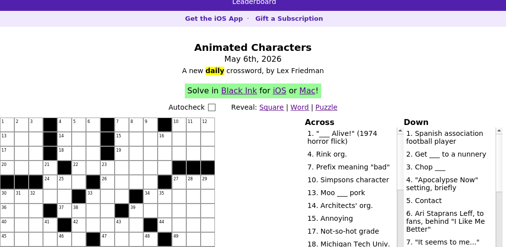 Crossword puzzle