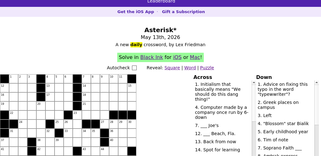 Crossword puzzle
