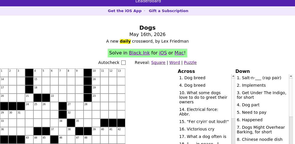 Crossword puzzle