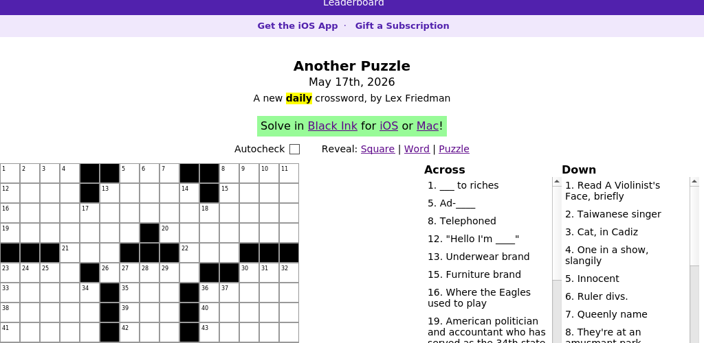Crossword puzzle