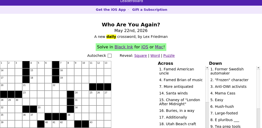 Crossword puzzle