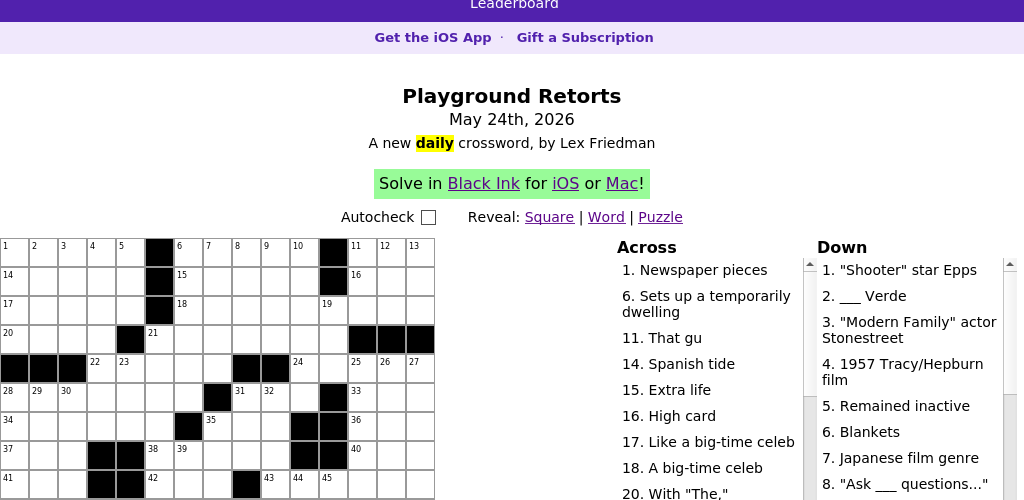 Crossword puzzle