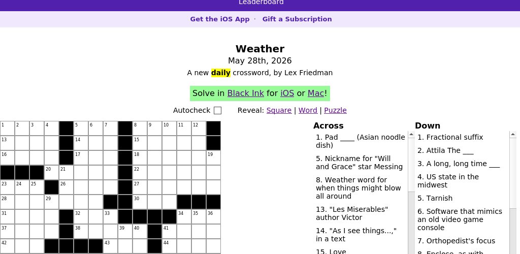 Crossword puzzle