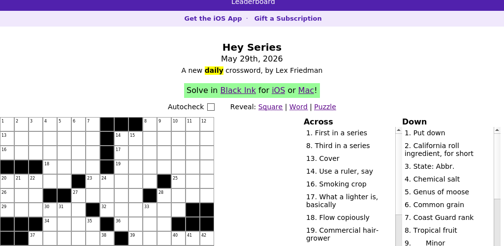 Crossword puzzle