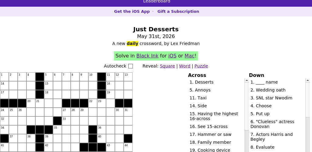 Crossword puzzle