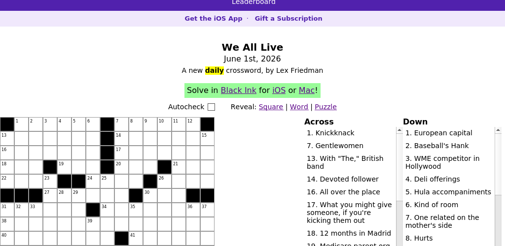 Crossword puzzle