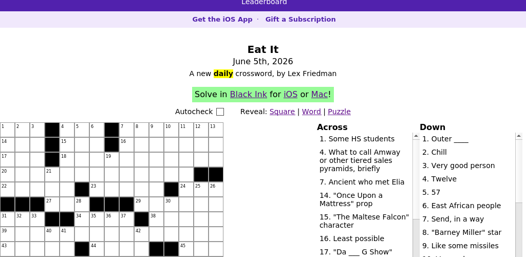 Crossword puzzle