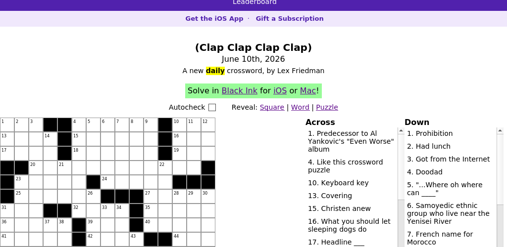 Crossword puzzle