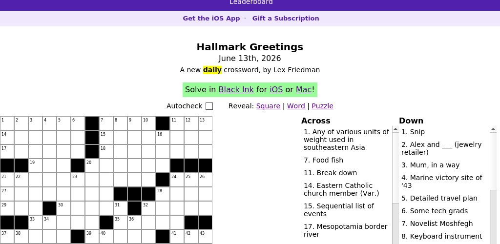 Crossword puzzle