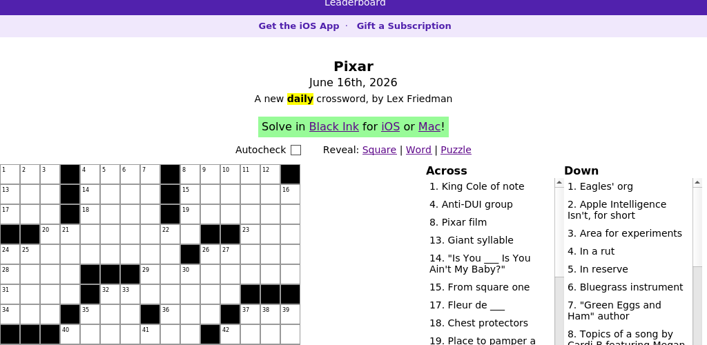 Crossword puzzle